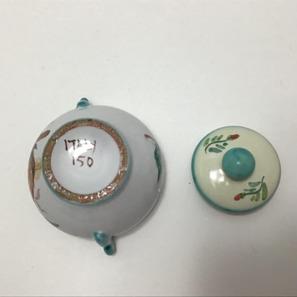 VTG Disapia Italy Ceramic Hand Painted Floral Bowl Dish, small ceramic bowl lid - Picture 11 of 14